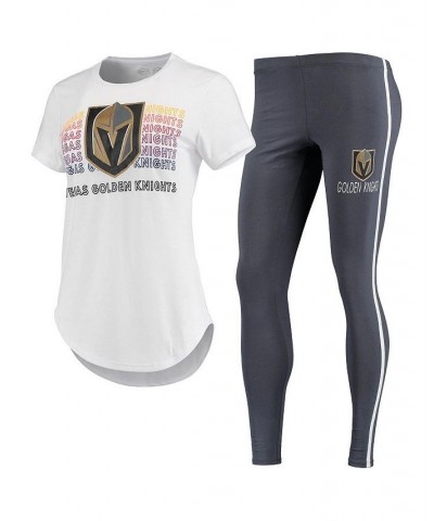 Women's White Charcoal Vegas Golden Knights Sonata T-shirt and Leggings Set White, Charcoal $34.44 Pajama