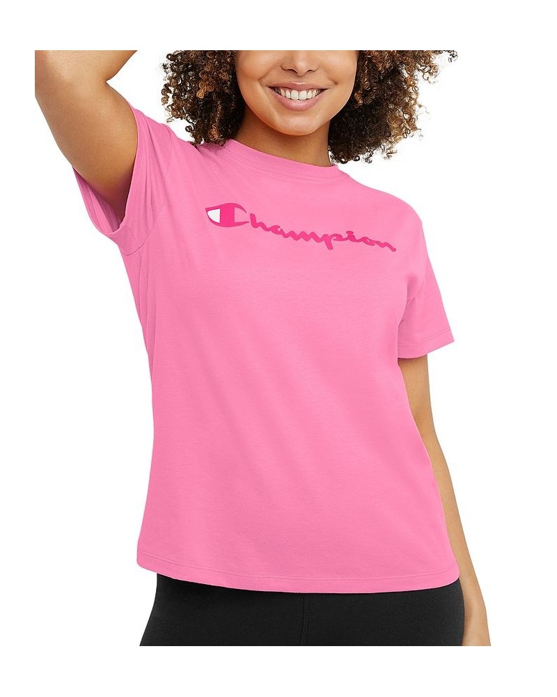Women's Classic Logo T-Shirt Pink Ribbon $12.36 Tops