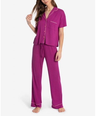 Women's Celine Rib Knit Pajama Pink $18.90 Sleepwear