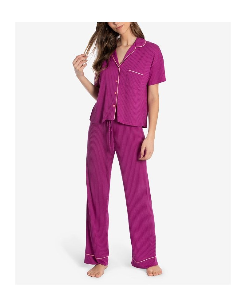 Women's Celine Rib Knit Pajama Pink $18.90 Sleepwear