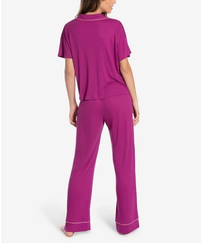 Women's Celine Rib Knit Pajama Pink $18.90 Sleepwear