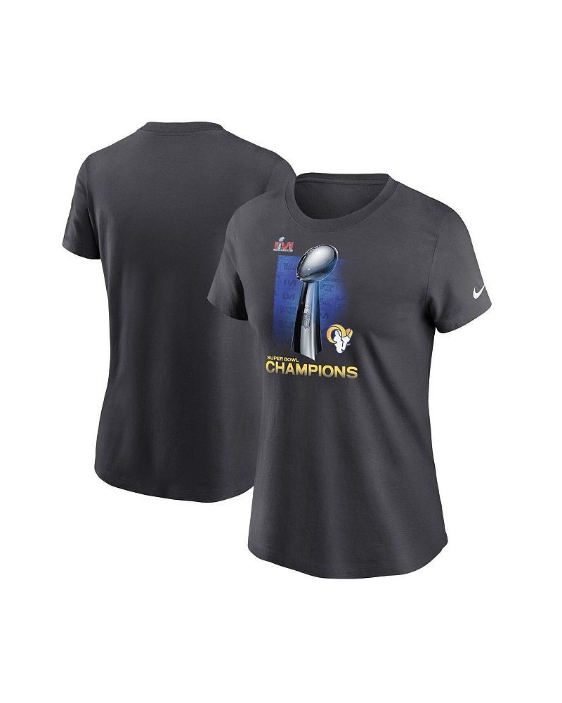 Women's Anthracite Los Angeles Rams Super Bowl LVI Champions Lombardi Trophy T-shirt Anthracite $23.50 Tops