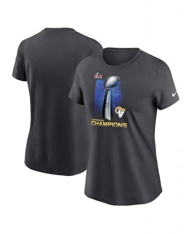 Women's Anthracite Los Angeles Rams Super Bowl LVI Champions Lombardi Trophy T-shirt Anthracite $23.50 Tops