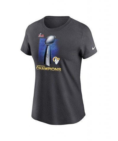 Women's Anthracite Los Angeles Rams Super Bowl LVI Champions Lombardi Trophy T-shirt Anthracite $23.50 Tops