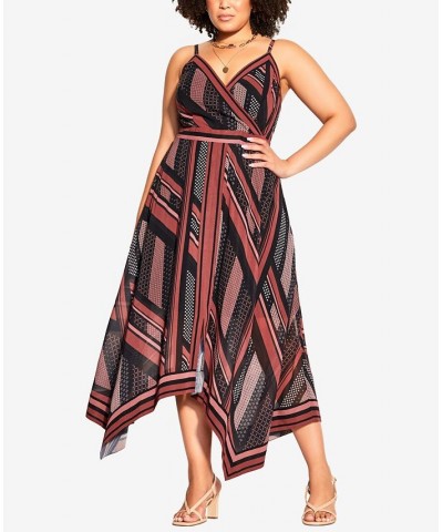 Trendy Plus Size Abstract Maxi Dress Black Artisan Scarf $49.17 Dresses