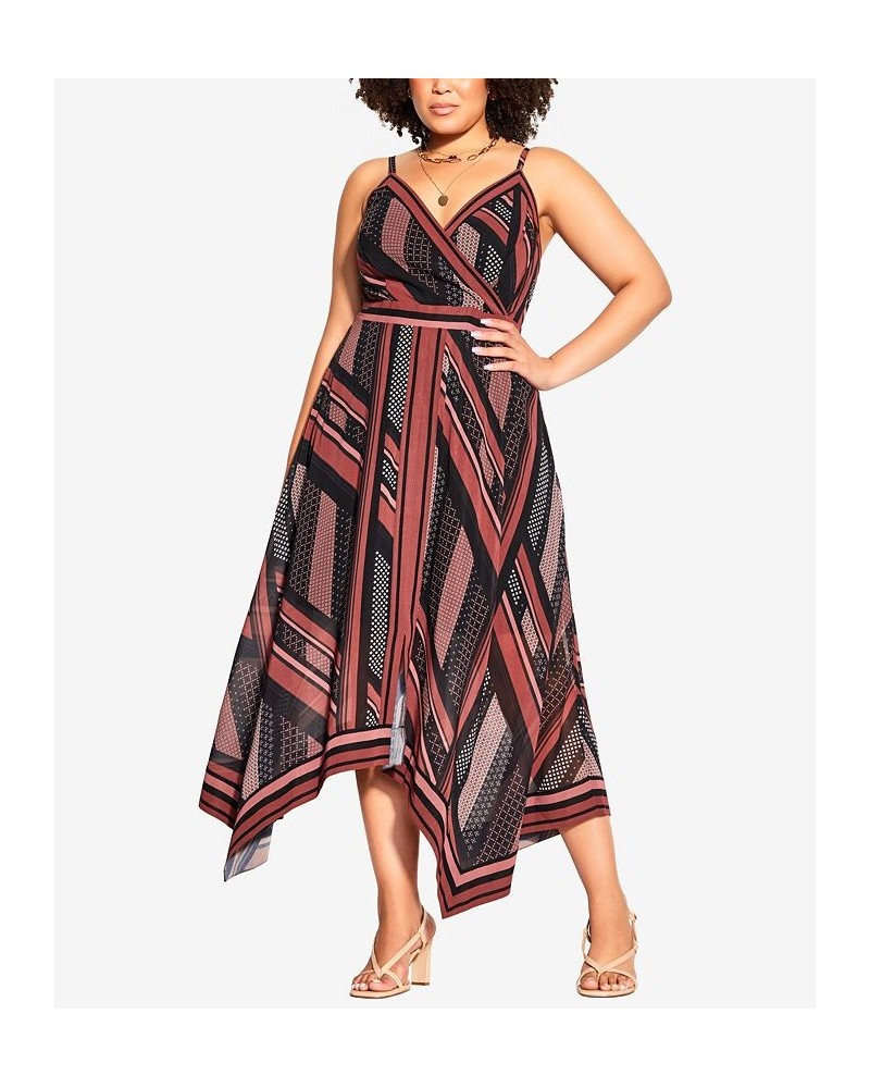 Trendy Plus Size Abstract Maxi Dress Black Artisan Scarf $49.17 Dresses
