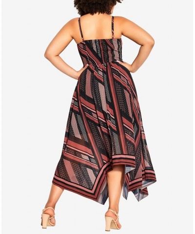 Trendy Plus Size Abstract Maxi Dress Black Artisan Scarf $49.17 Dresses