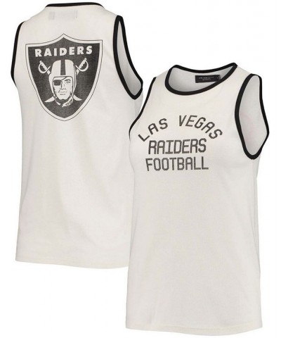 Women's White and Black Las Vegas Raiders Throwback Pop Binding Scoop Neck Tank Top White, Black $18.92 Tops