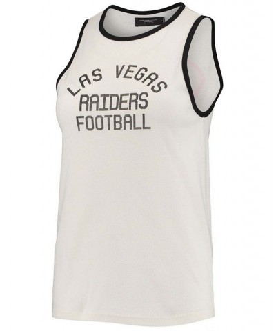 Women's White and Black Las Vegas Raiders Throwback Pop Binding Scoop Neck Tank Top White, Black $18.92 Tops