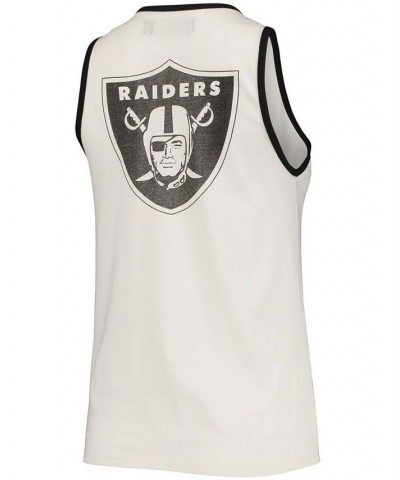 Women's White and Black Las Vegas Raiders Throwback Pop Binding Scoop Neck Tank Top White, Black $18.92 Tops