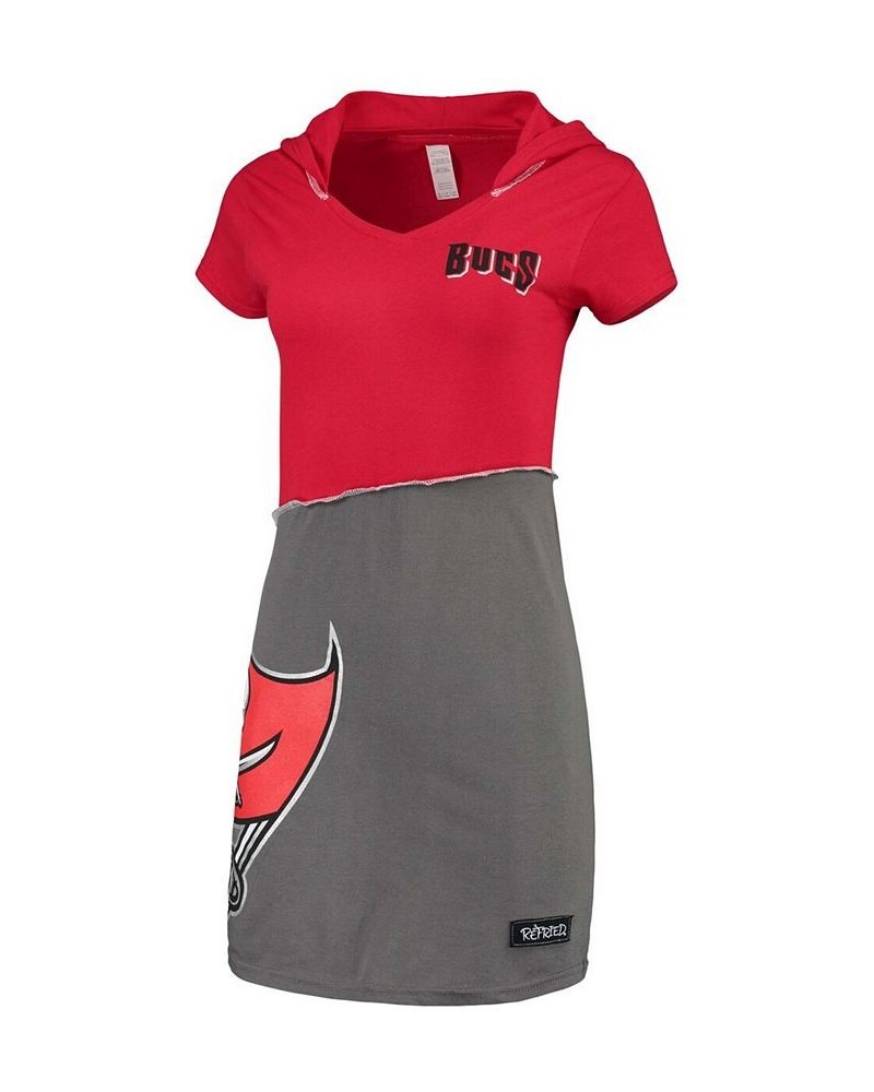Women's Red and Pewter Tampa Bay Buccaneers Hooded Mini Dress Red $37.40 Dresses