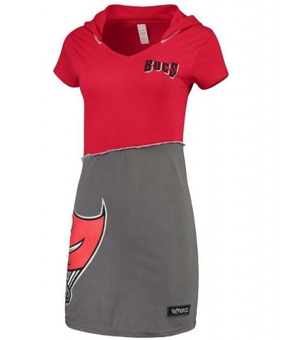 Women's Red and Pewter Tampa Bay Buccaneers Hooded Mini Dress Red $37.40 Dresses