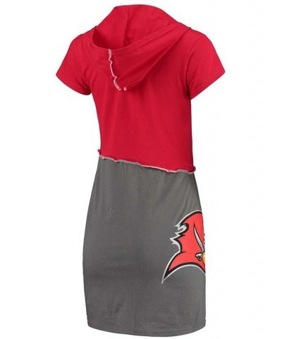 Women's Red and Pewter Tampa Bay Buccaneers Hooded Mini Dress Red $37.40 Dresses