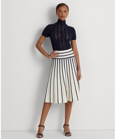 Petite A-Line Nautical-Inspired Midi Skirt Cream $83.25 Skirts