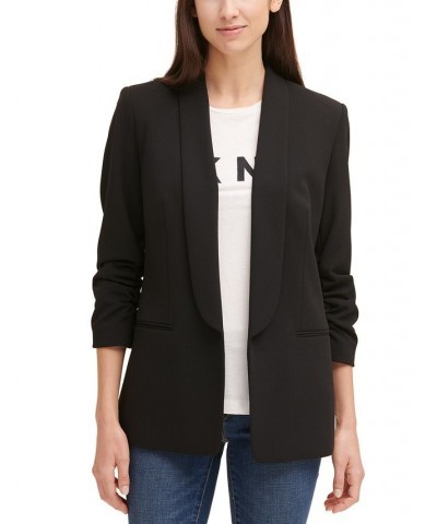 Petite Open Front Shawl Collar Jacket Black $49.50 Jackets