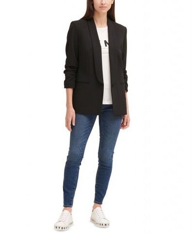 Petite Open Front Shawl Collar Jacket Black $49.50 Jackets