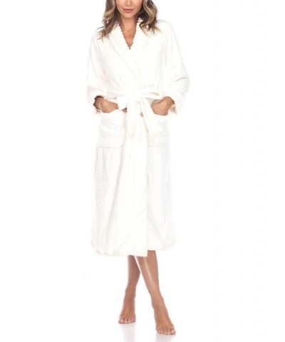 Plus Size Cozy Loungewear Belted Robe White $34.81 Sleepwear