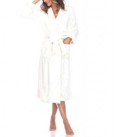 Plus Size Cozy Loungewear Belted Robe White $34.81 Sleepwear