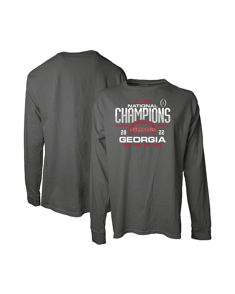 Women's Gray Georgia Bulldogs Four-Time College Football National Champions Overdye Long Sleeve T-shirt Gray $22.55 Tops