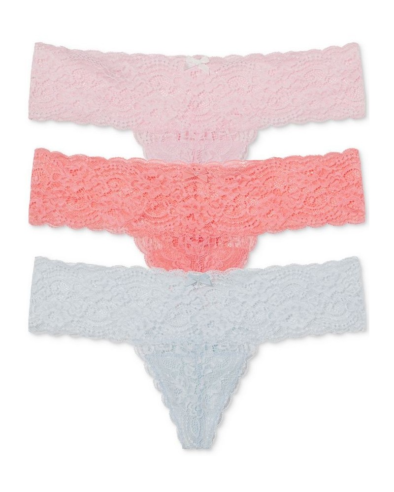 Women's Obsessed Lace 3-Pk. Thong Underwear 371111MP Pink $34.22 Panty