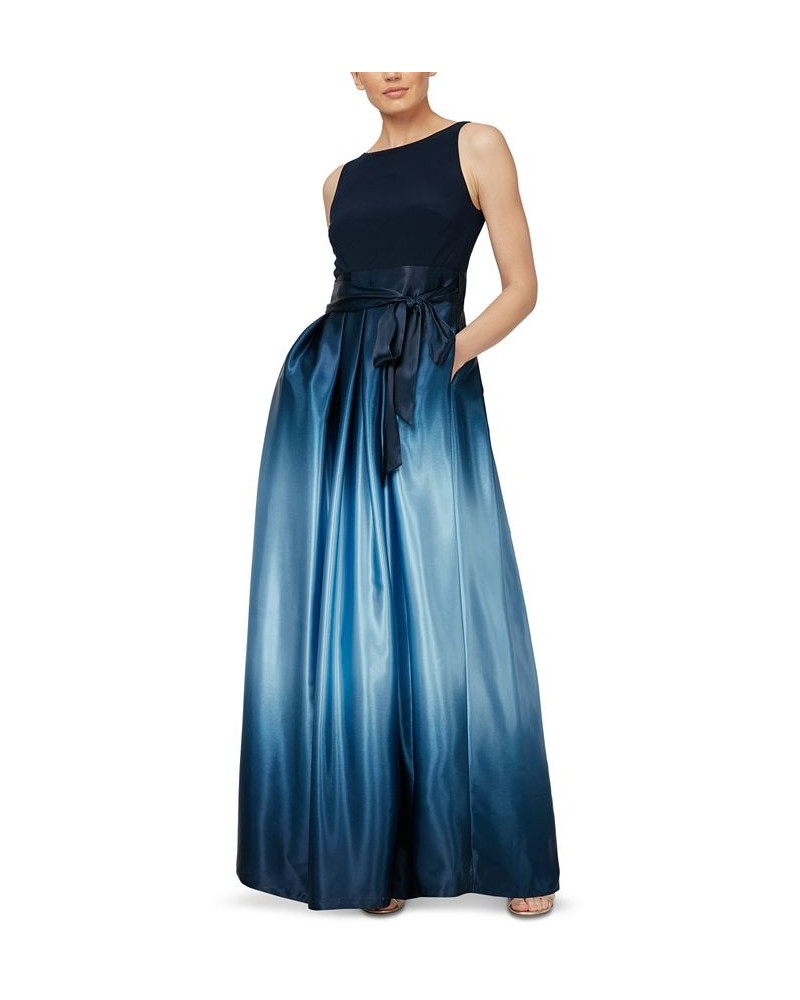 Ombré Satin Bow Sash Gown Blue $46.19 Dresses