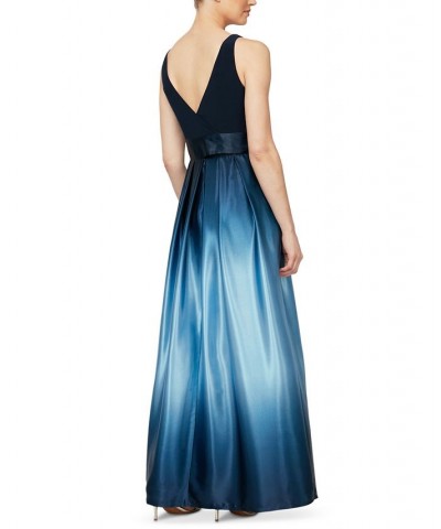 Ombré Satin Bow Sash Gown Blue $46.19 Dresses