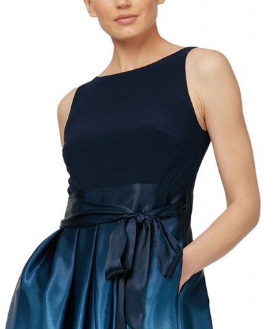 Ombré Satin Bow Sash Gown Blue $46.19 Dresses