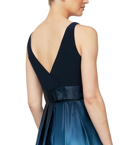 Ombré Satin Bow Sash Gown Blue $46.19 Dresses