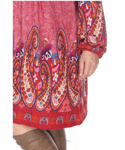 Women's Plus Size Apolline Embroidered Sweater Dress Red $27.20 Dresses