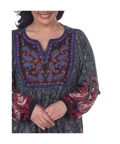 Women's Plus Size Apolline Embroidered Sweater Dress Red $27.20 Dresses