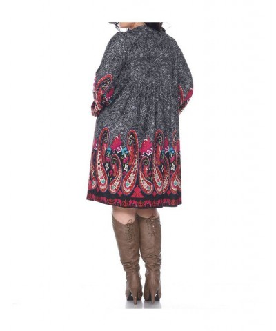 Women's Plus Size Apolline Embroidered Sweater Dress Red $27.20 Dresses