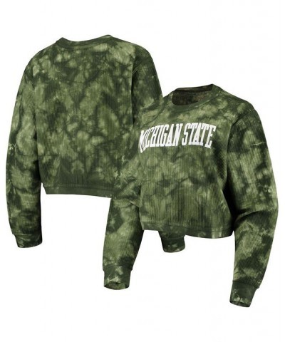 Women's Green Michigan State Spartans Campus Tie-Dye Comfy Cord Pullover Sweatshirt Green $32.90 Sweatshirts