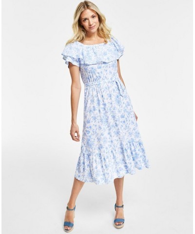 Petite Spring Toile Off-The-Shoulder Dress Bright White Combo $31.80 Dresses