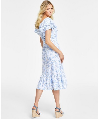 Petite Spring Toile Off-The-Shoulder Dress Bright White Combo $31.80 Dresses