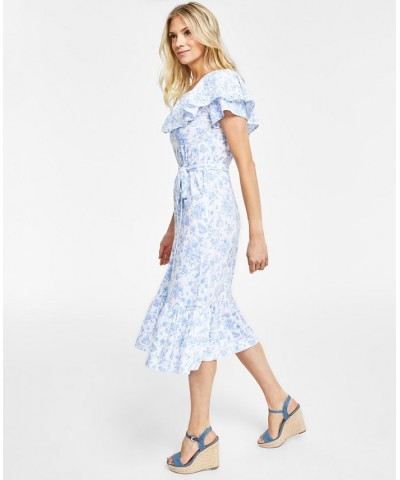 Petite Spring Toile Off-The-Shoulder Dress Bright White Combo $31.80 Dresses