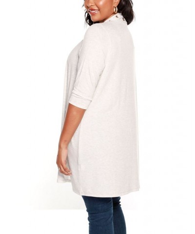 Plus Size Grommet-Trim Open-Front Hacci Cardigan Gray $16.00 Sweaters