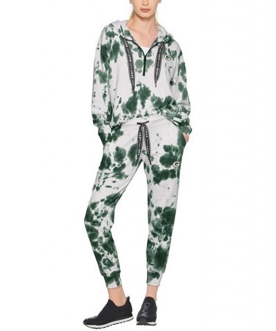 Women's White Green Green Bay Packers Melody Tie-Dye Jogger Pants White $36.90 Pants