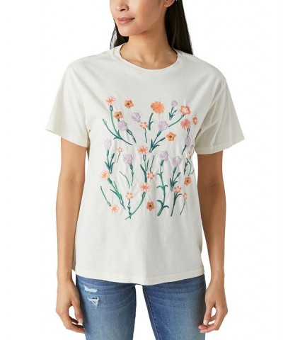 Women's Cotton Floral-Embroidered T-Shirt White Swan $26.79 Tops