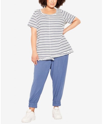 Plus Size Mae Ruffle Stripe Top Stripe Ivory $35.40 Tops