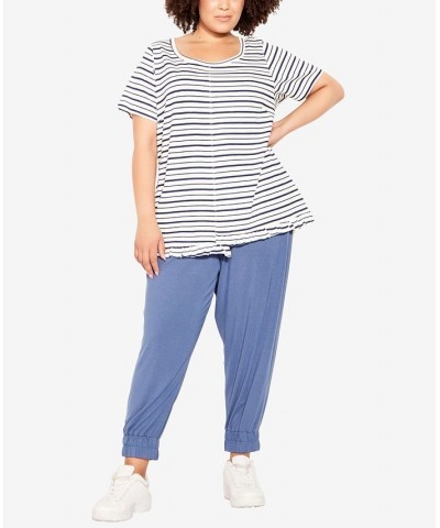 Plus Size Mae Ruffle Stripe Top Stripe Ivory $35.40 Tops