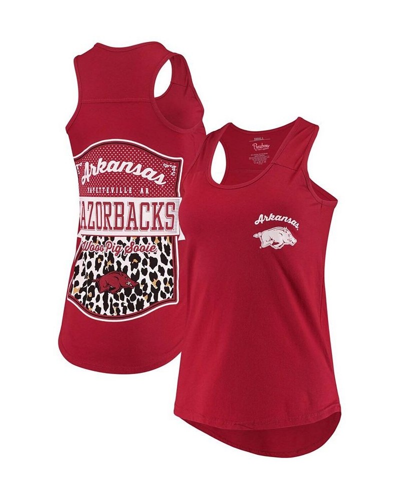 Women's Cardinal Arkansas Razorbacks Sanders Animal Print Tank Top Cardinal $16.80 Tops