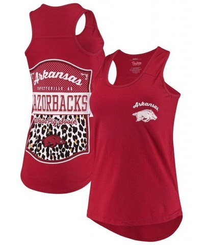 Women's Cardinal Arkansas Razorbacks Sanders Animal Print Tank Top Cardinal $16.80 Tops