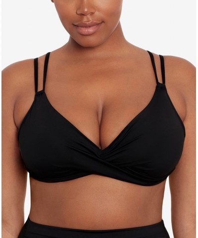 Twist-Front Bikini Top Black $31.00 Swimsuits