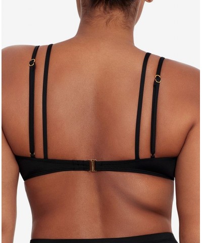 Twist-Front Bikini Top Black $31.00 Swimsuits