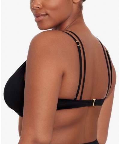 Twist-Front Bikini Top Black $31.00 Swimsuits