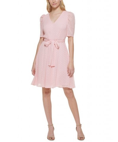 Swiss Dot Fit & Flare Dress Ballerina Pink $45.87 Dresses