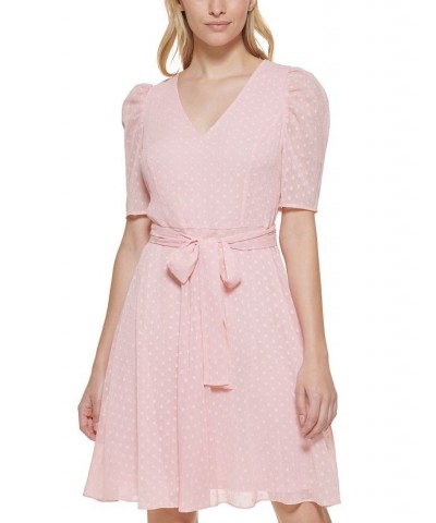 Swiss Dot Fit & Flare Dress Ballerina Pink $45.87 Dresses