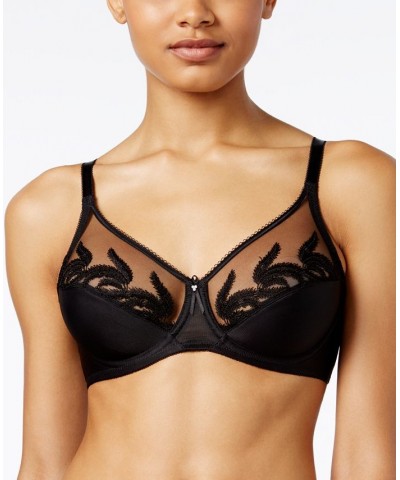 Feather Full Figure Sheer-Embroidery Underwire Bra 85121 Black $30.36 Bras