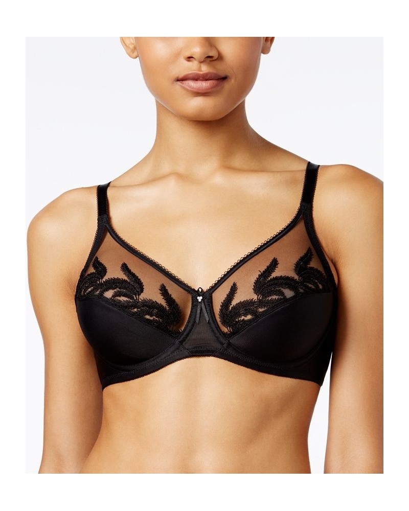 Feather Full Figure Sheer-Embroidery Underwire Bra 85121 Black $30.36 Bras