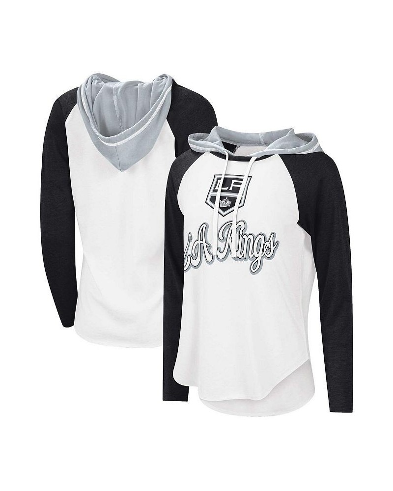 Women's Starter White Black Los Angeles Kings MVP Raglan Hoodie T-shirt Black $27.99 Tops